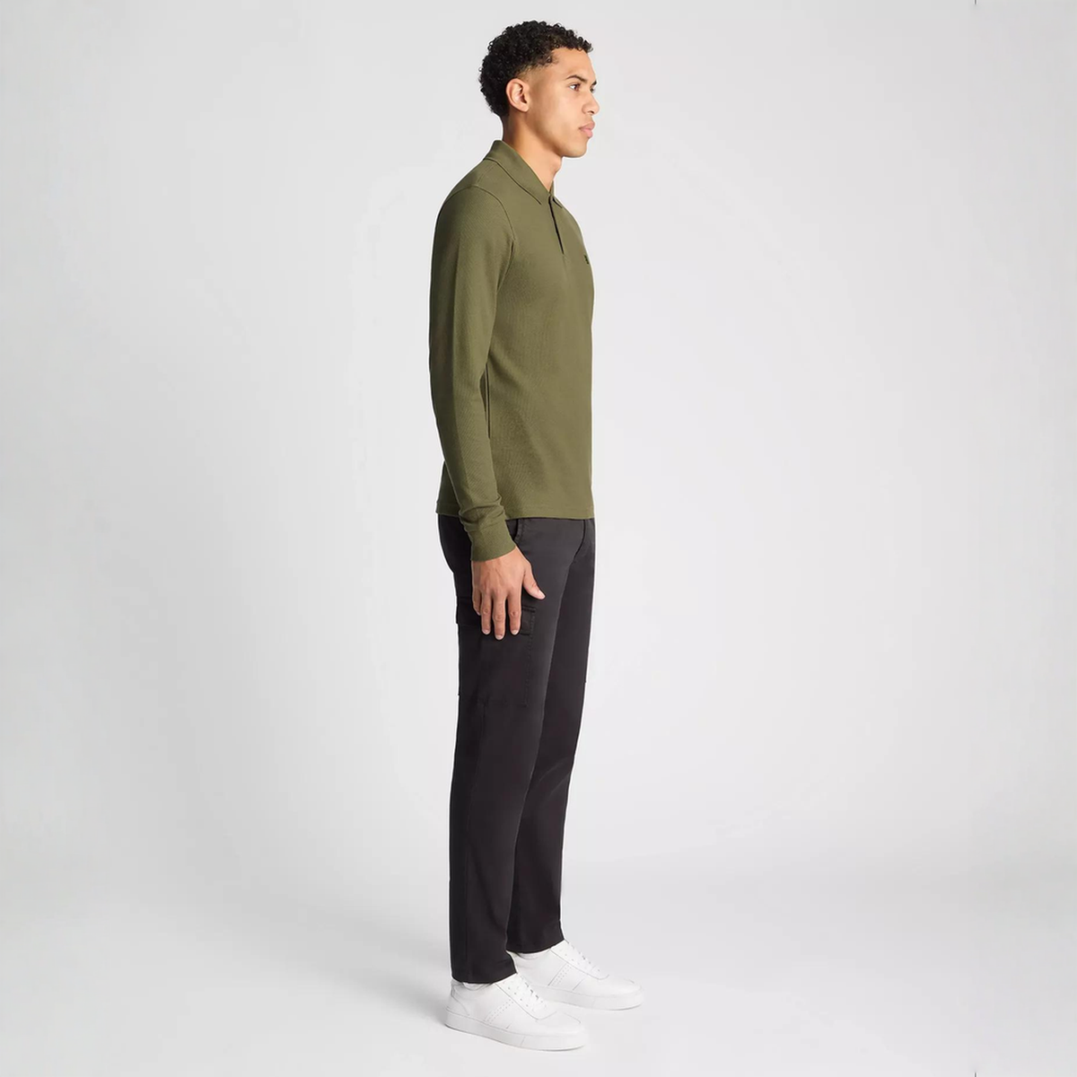 Remus Uomo Long Sleeve Polo Shirt Khaki