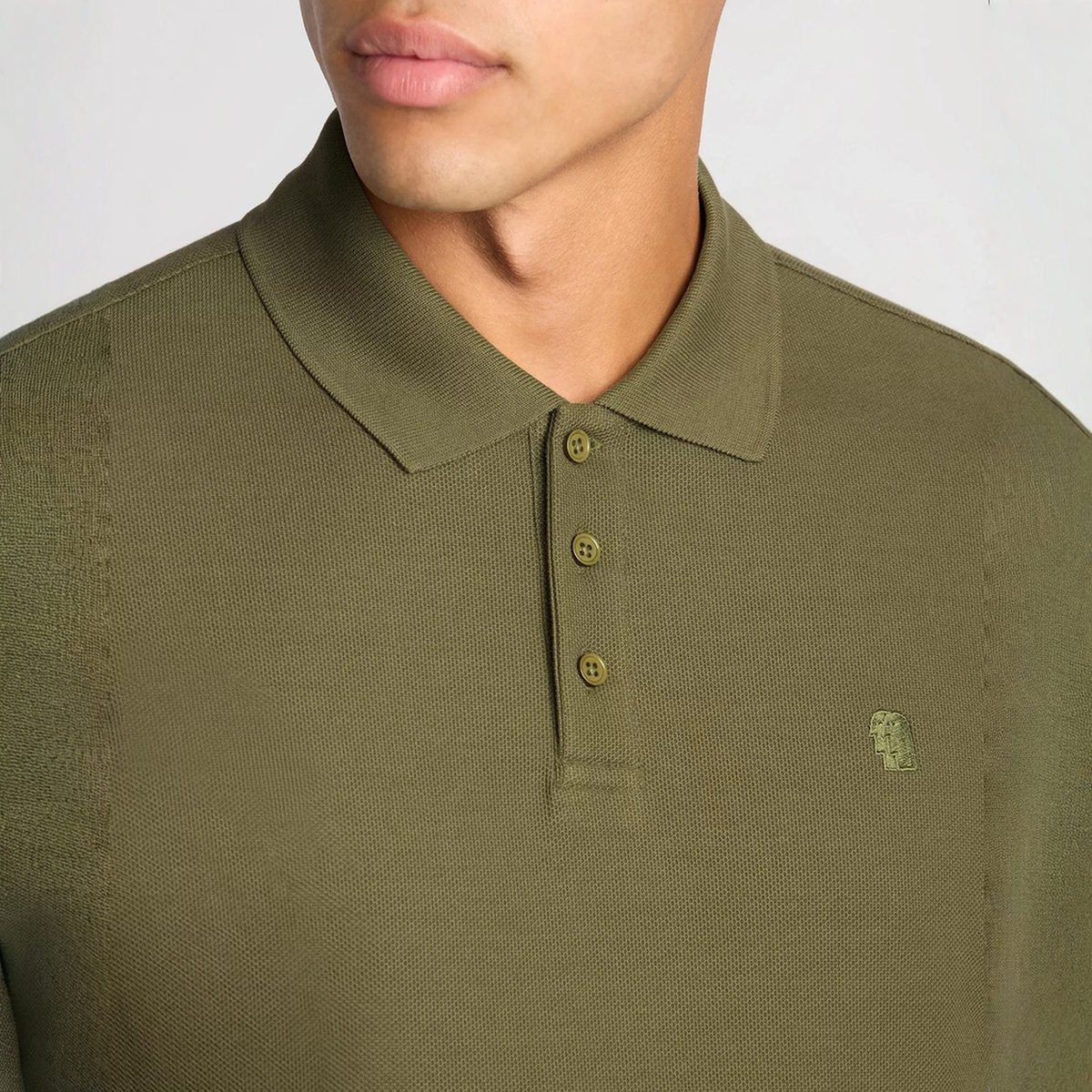 Remus Uomo Long Sleeve Polo Shirt Khaki