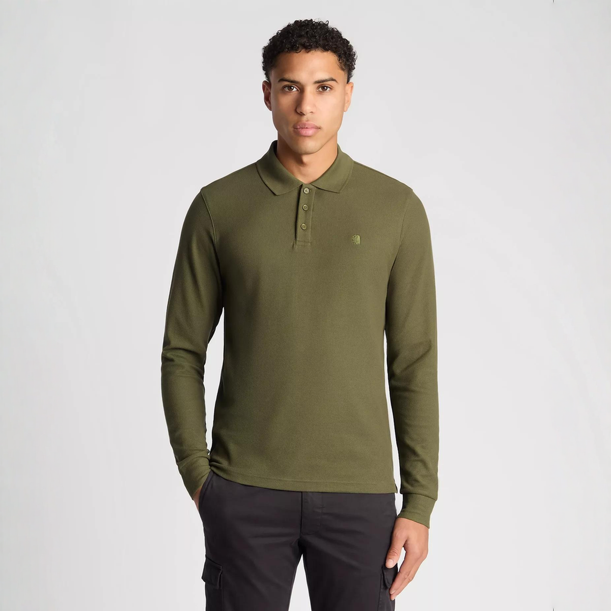 Remus Uomo Long Sleeve Polo Shirt Khaki