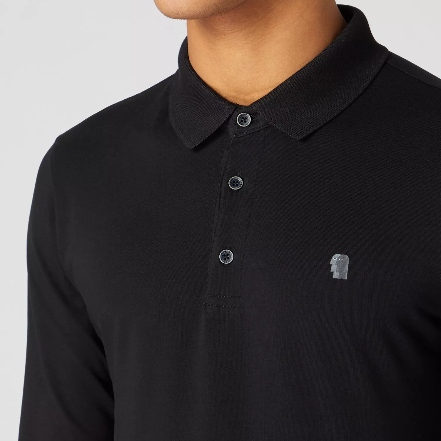 Remus Uomo Long Sleeve Polo Shirt Black