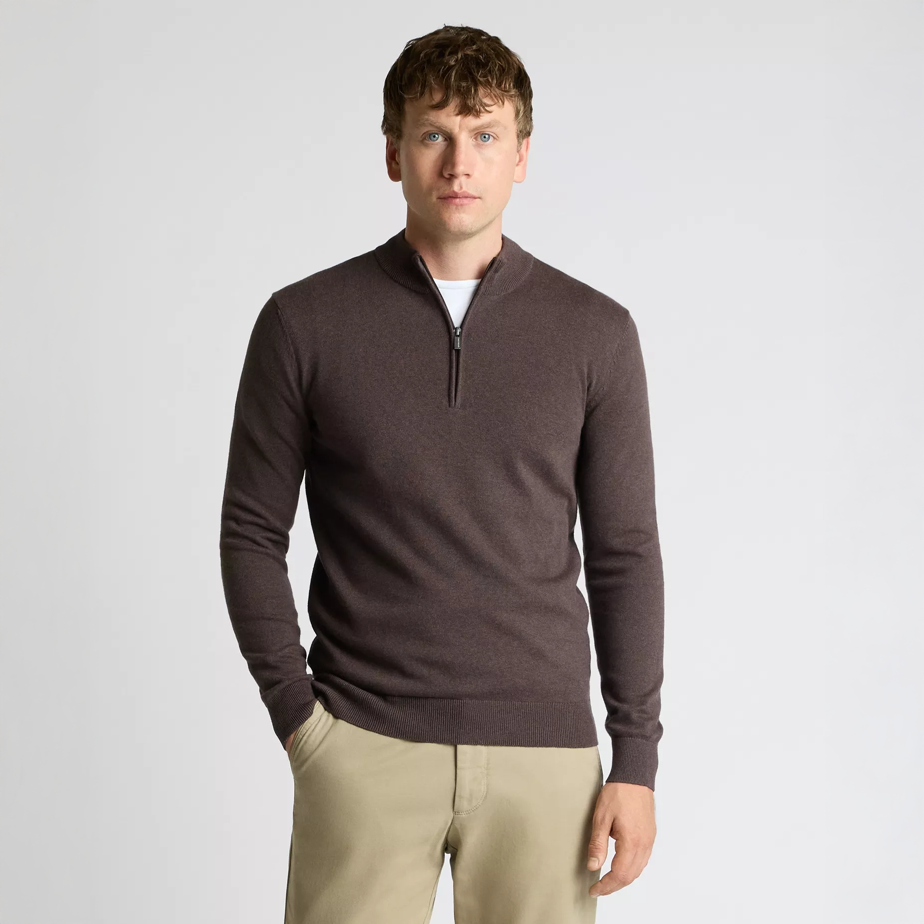 Remus Uomo Quarter Zip Brown