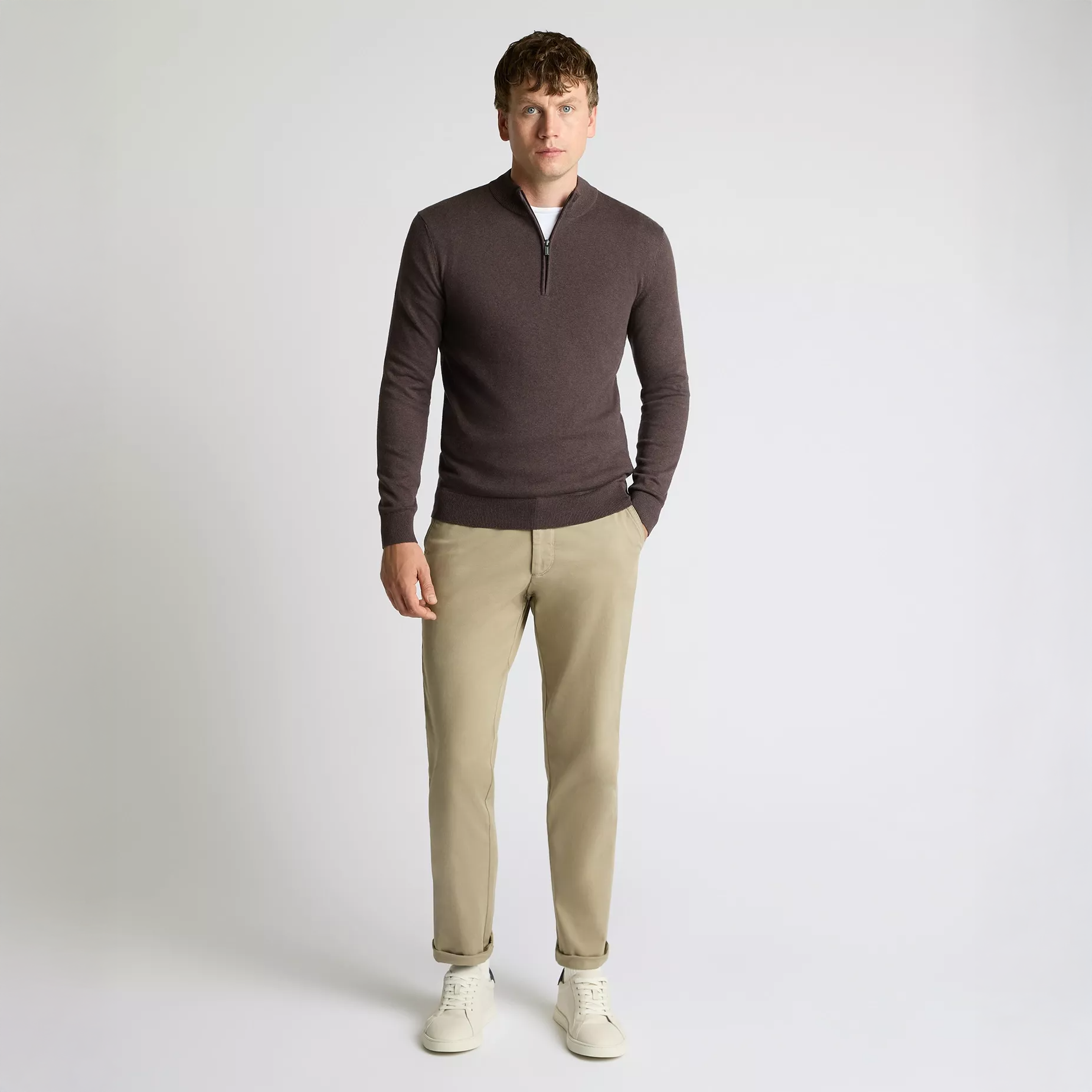 Remus Uomo Quarter Zip Brown