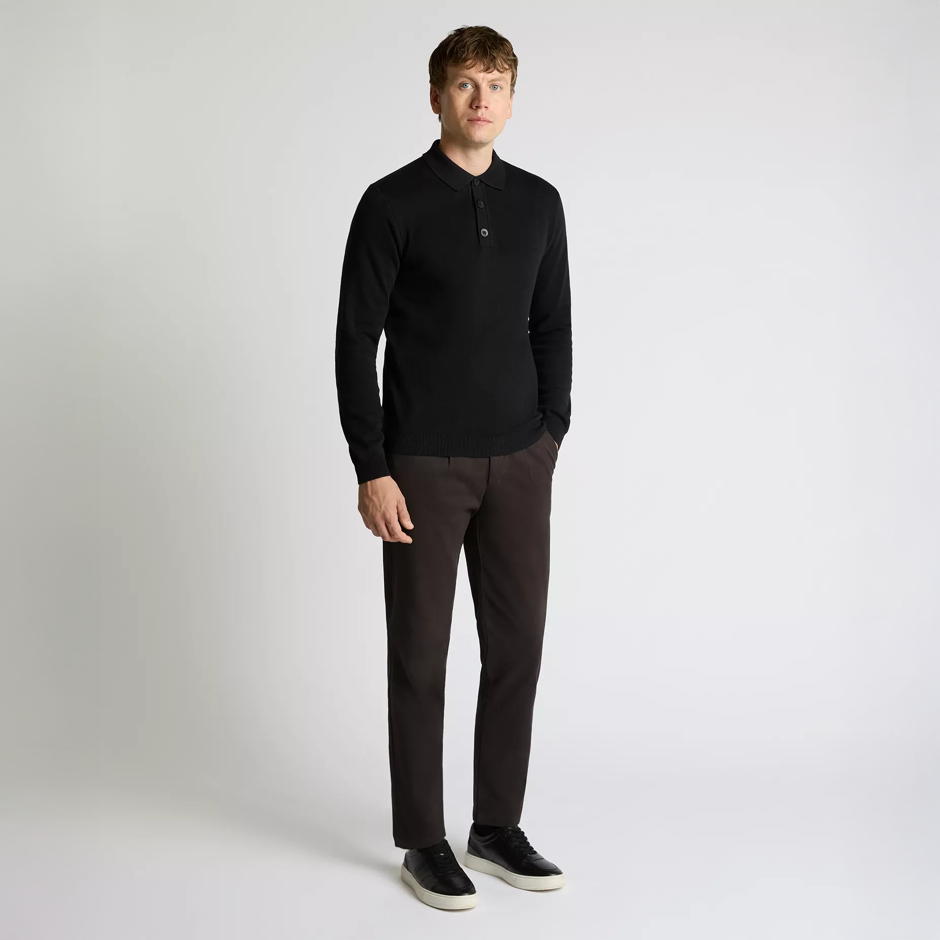 Remus Uomo Knitted Polo Shirt Black