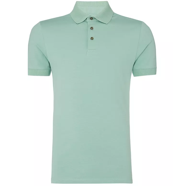 Remus Uomo Ribbed Collar Polo Shirt Sage