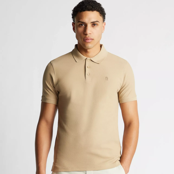 Remus Uomo Cotton Pique Polo Shirt Beige