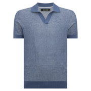 Remus Uomo Open Knit Polo Shirt Navy