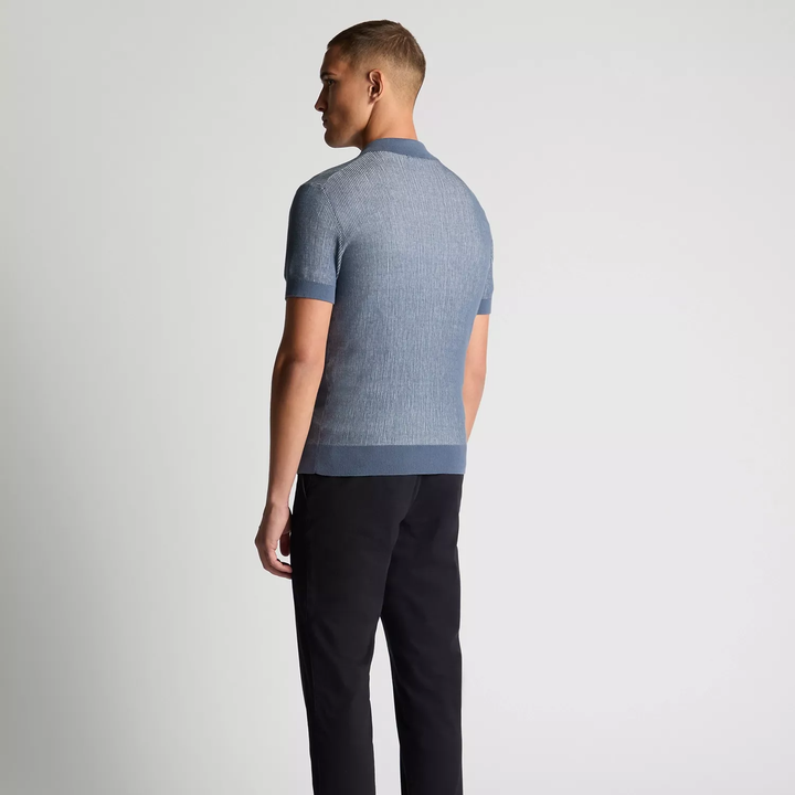 Remus Uomo Open Knit Polo Shirt Navy