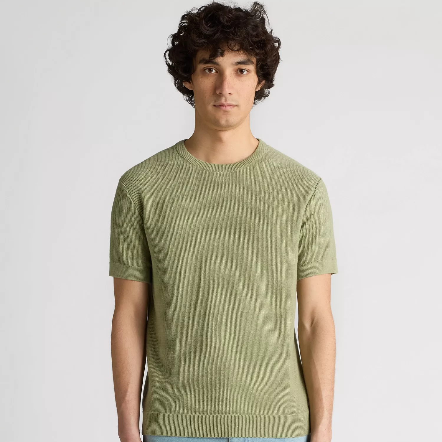 Remus Uomo Waffle Knit T-Shirt Sage