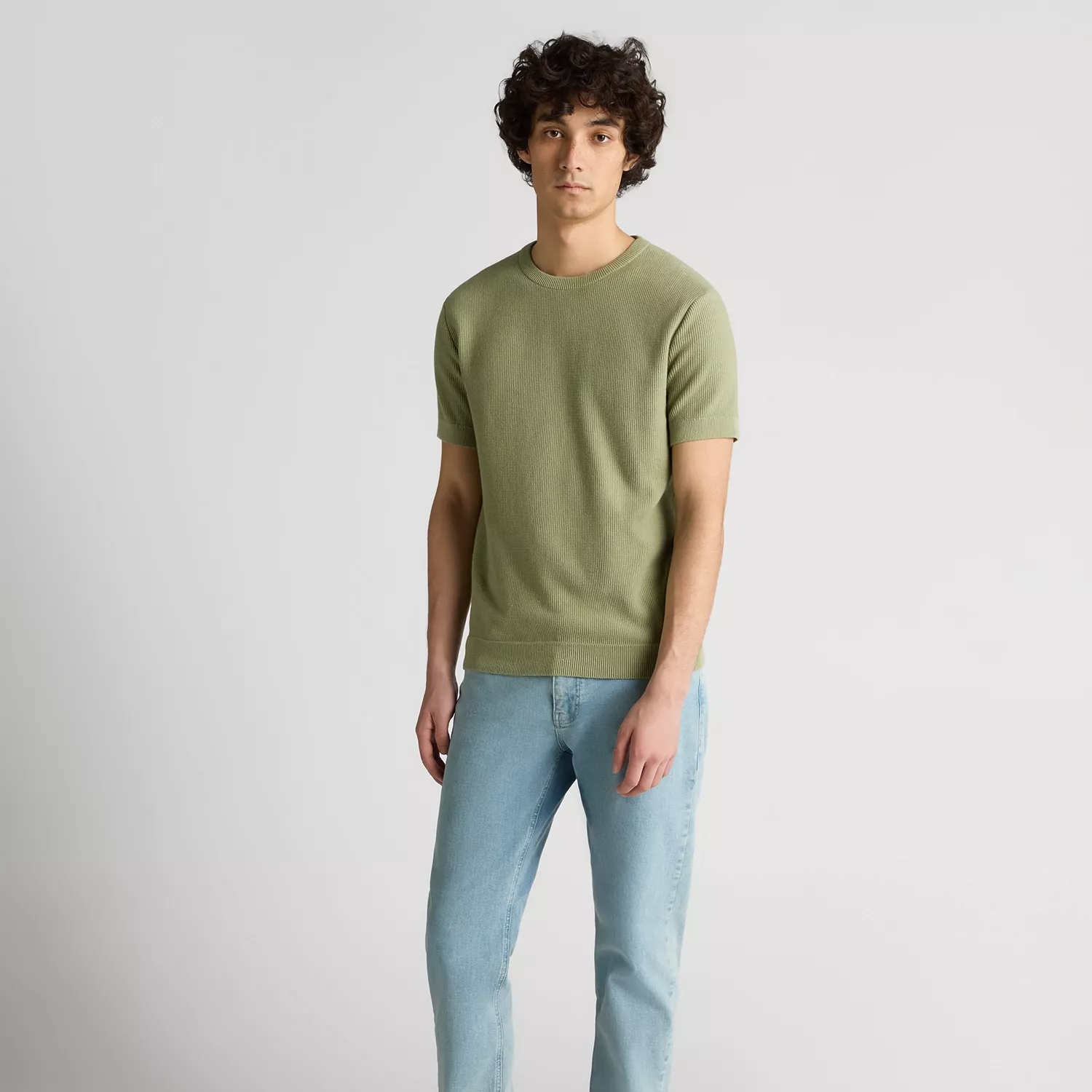 Remus Uomo Waffle Knit T-Shirt Sage