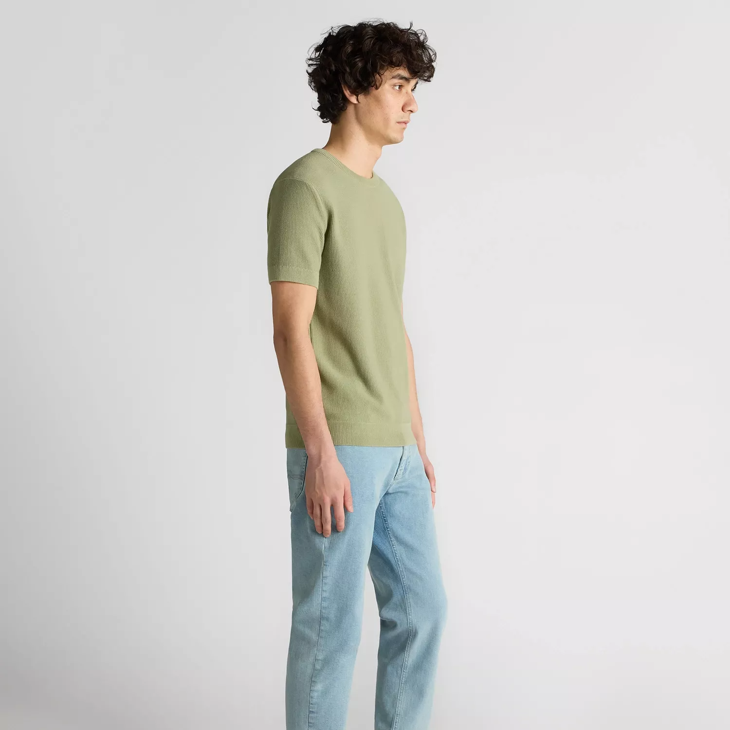 Remus Uomo Waffle Knit T-Shirt Sage