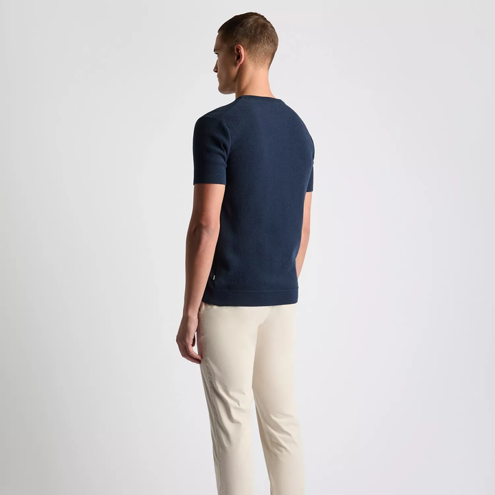 Remus Uomo Waffle Knit T-Shirt Navy