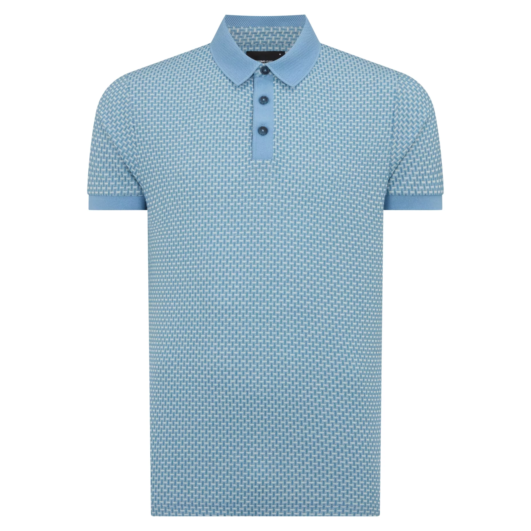Remus Uomo Basket Weave Polo Shirt Sky
