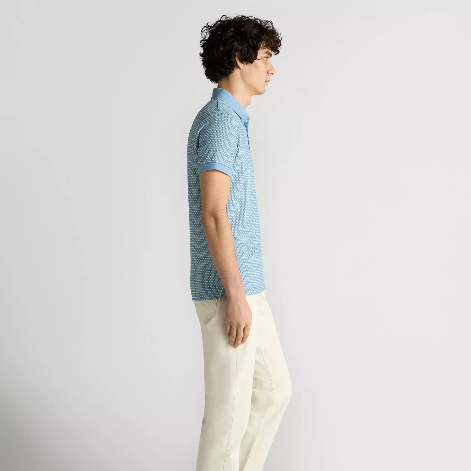 Remus Uomo Basket Weave Polo Shirt Sky