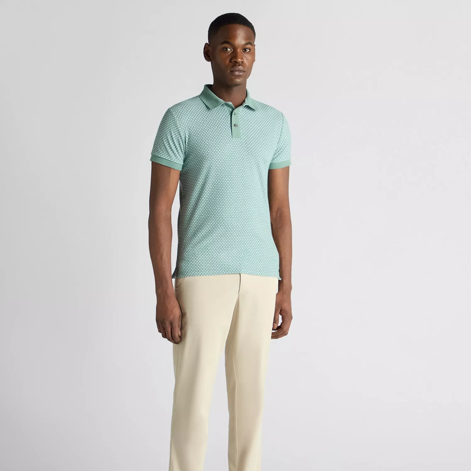 Remus Uomo Basket Weave Polo Shirt Sage