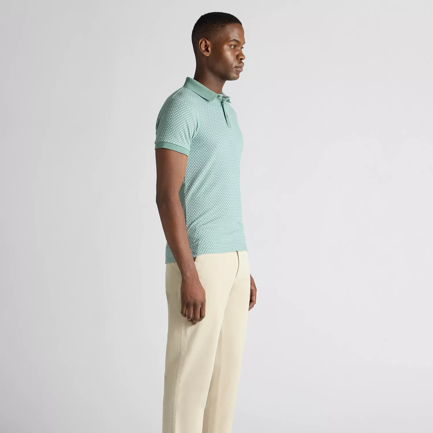 Remus Uomo Basket Weave Polo Shirt Sage