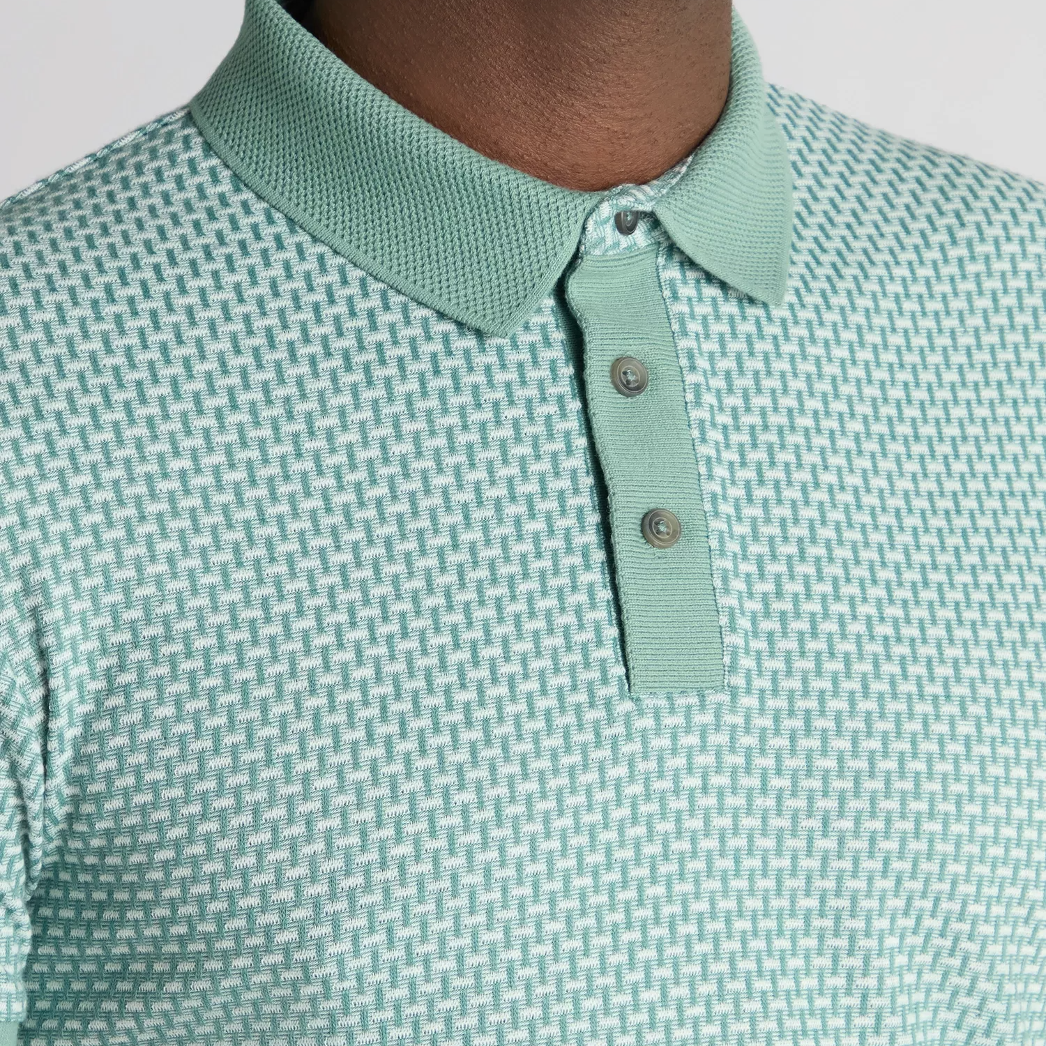 Remus Uomo Basket Weave Polo Shirt Sage