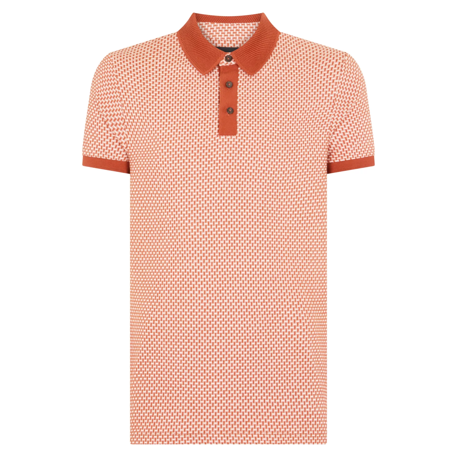 Remus Uomo Basket Weave Polo Shirt Orange