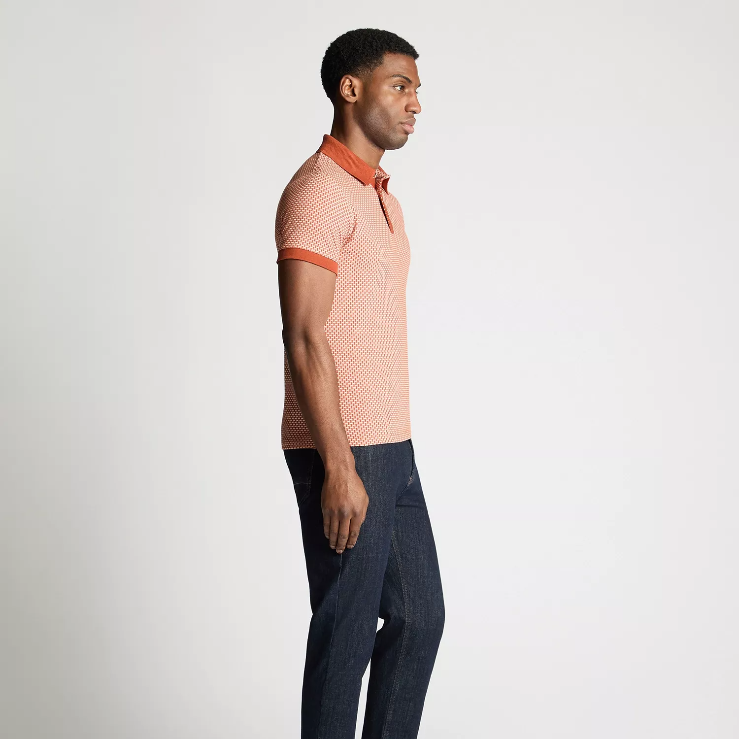 Remus Uomo Basket Weave Polo Shirt Orange