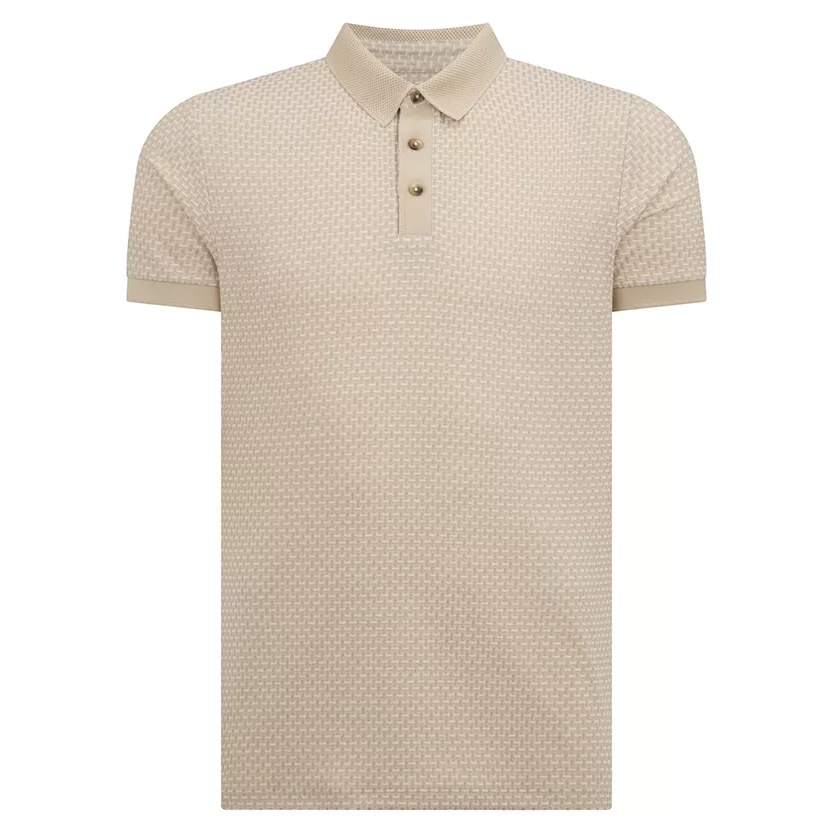 Remus Uomo Basket Weave Polo Shirt Beige