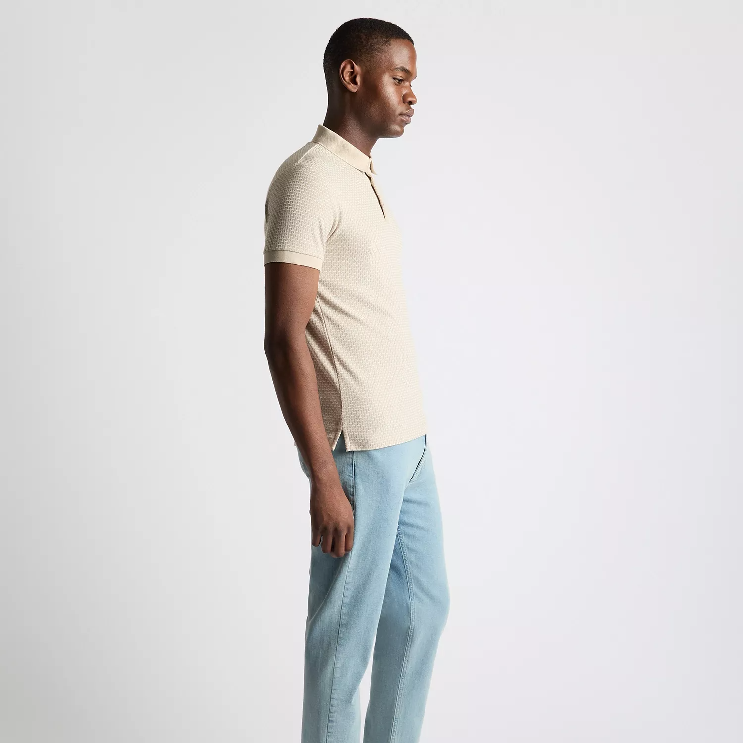 Remus Uomo Basket Weave Polo Shirt Beige