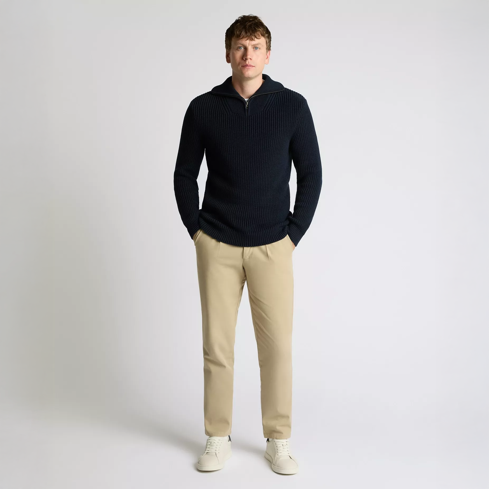 Remus Uomo Zip Neck Sweater Navy