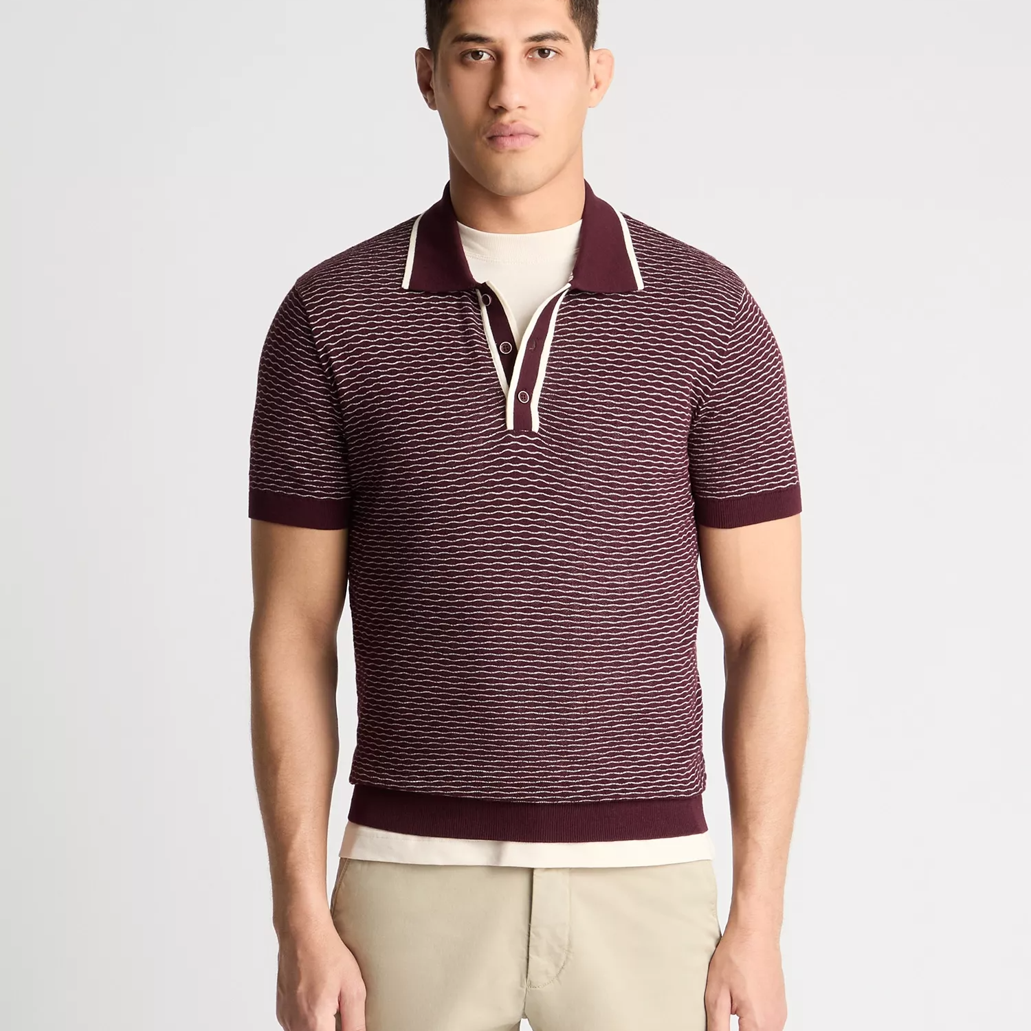 Remus Uomo Knitted Polo Shirt Burgundy