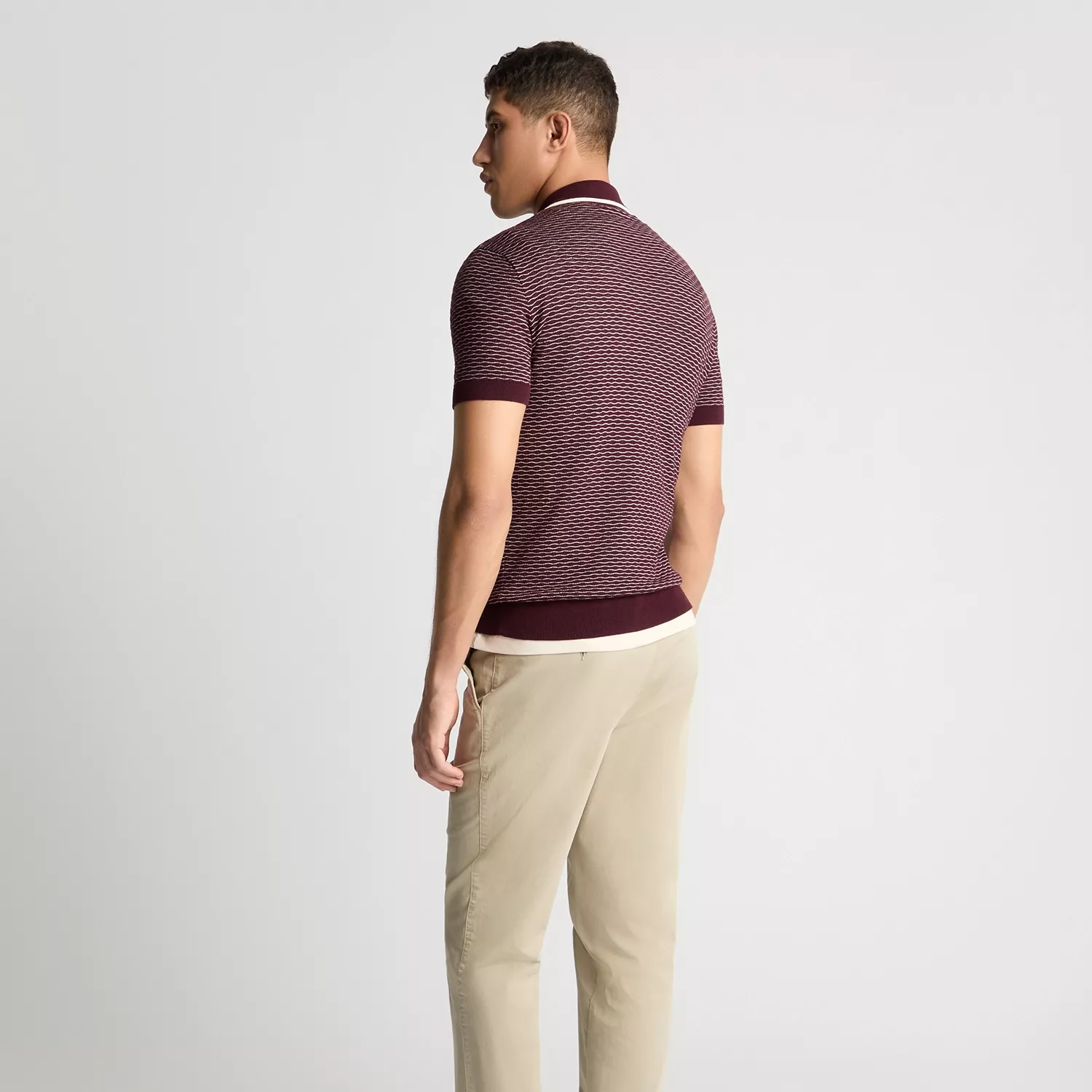 Remus Uomo Knitted Polo Shirt Burgundy