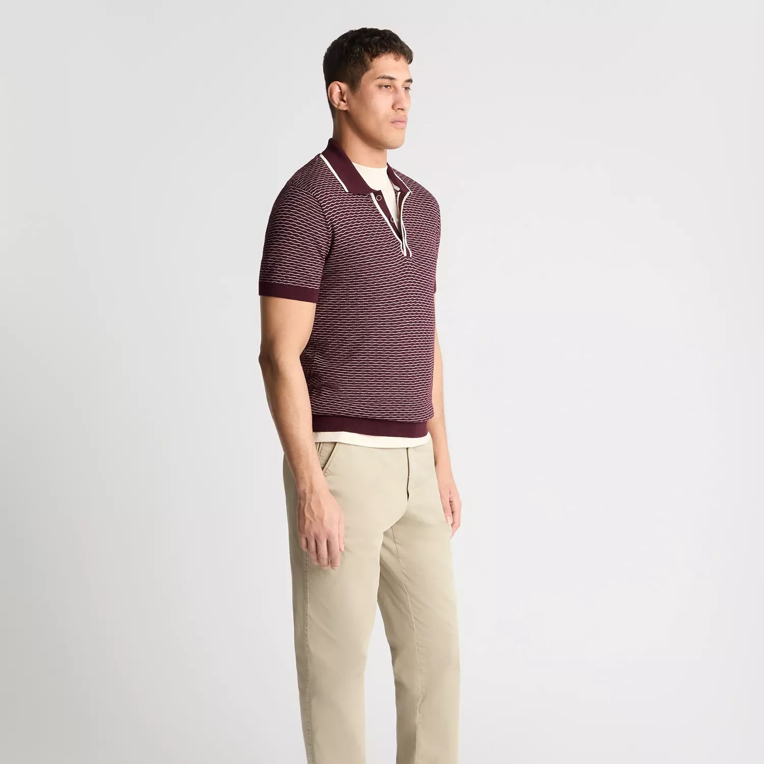 Remus Uomo Knitted Polo Shirt Burgundy