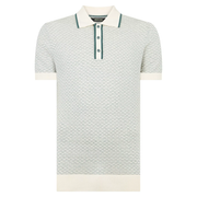 Remus Uomo Knitted Polo Shirt Cream/Green