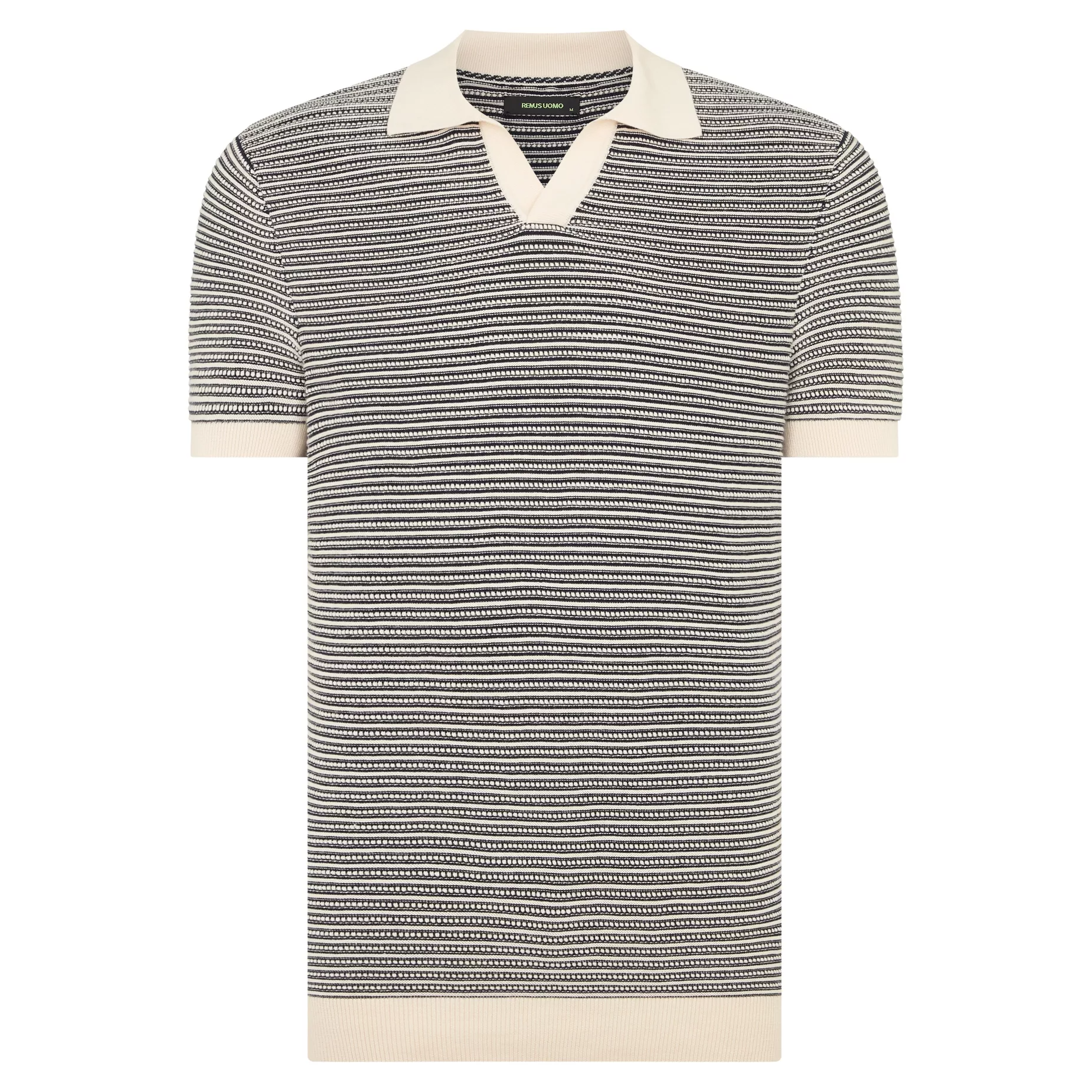 Remus Uomo Knitted Polo Shirt Navy/Cream
