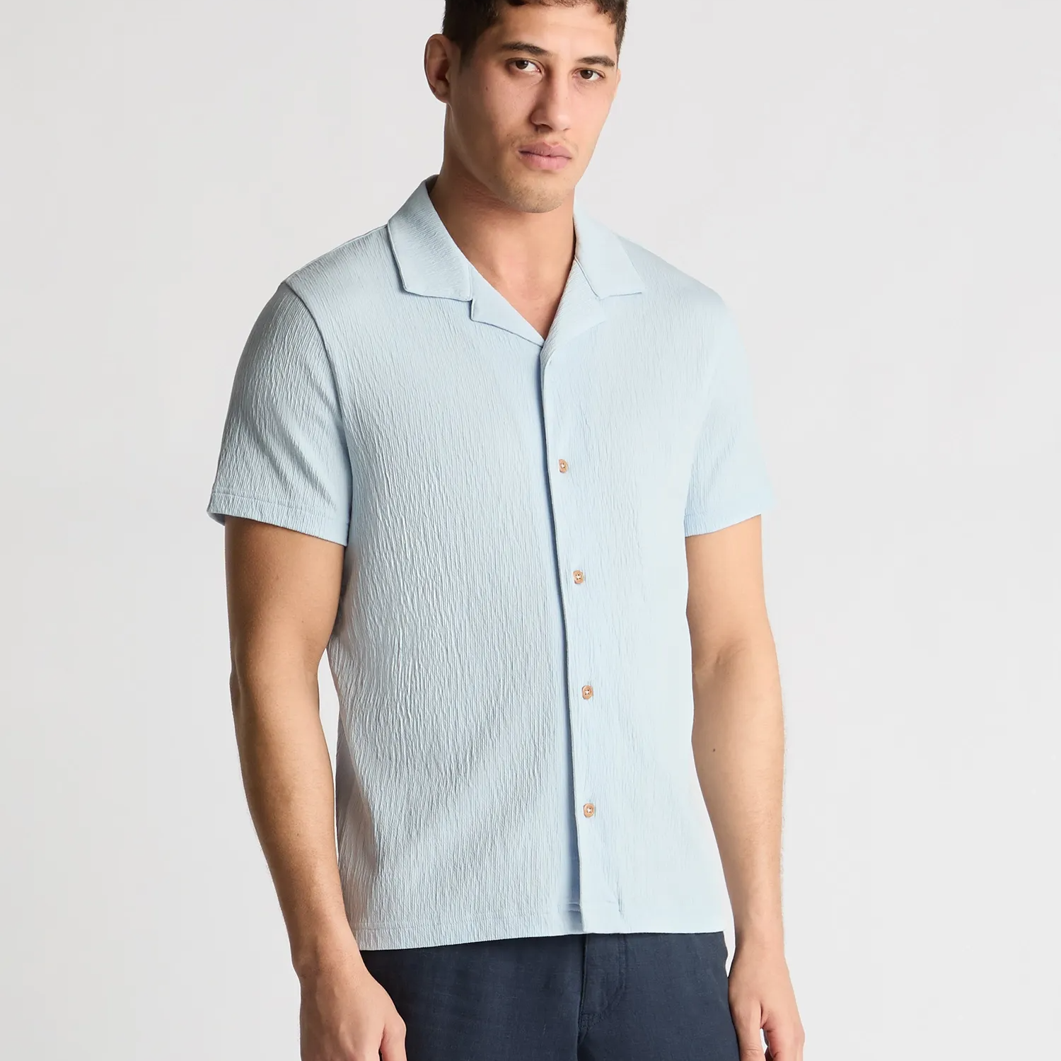 Remus Uomo Cuban Collar Shirt Sky