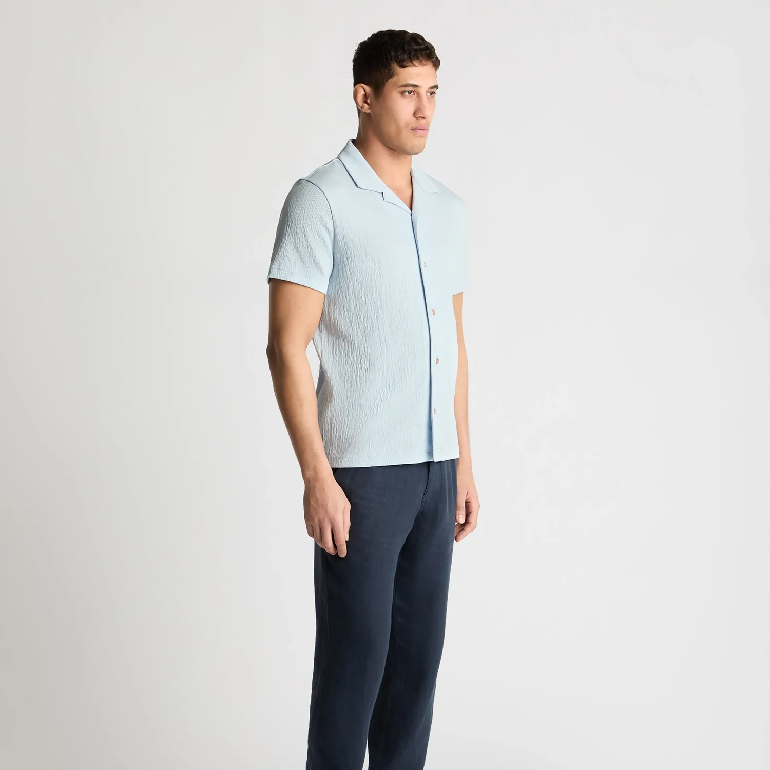 Remus Uomo Cuban Collar Shirt Sky