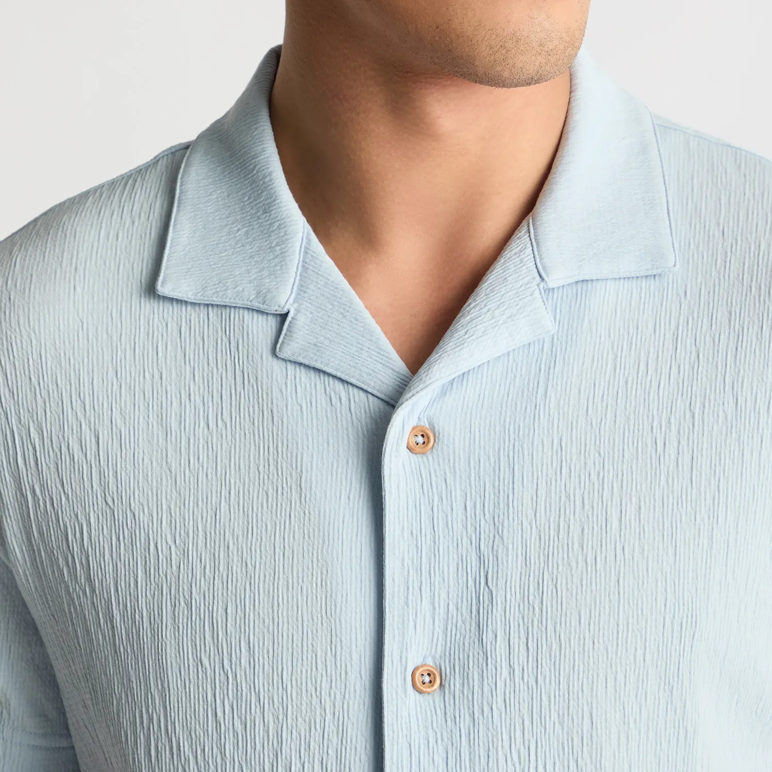 Remus Uomo Cuban Collar Shirt Sky