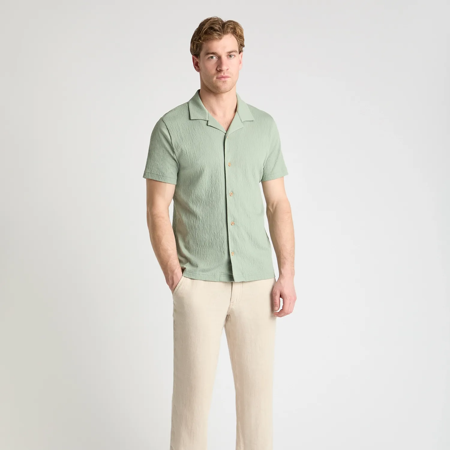 Remus Uomo Cuban Collar Shirt Sage