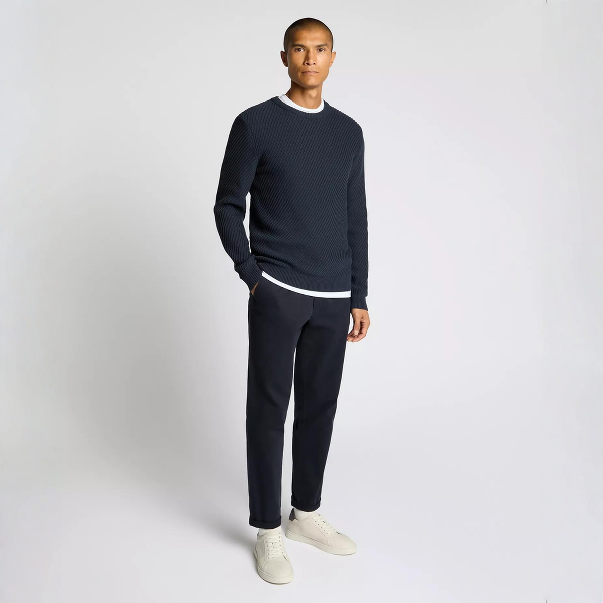 Remus Uomo Pattern Knit Sweater Navy