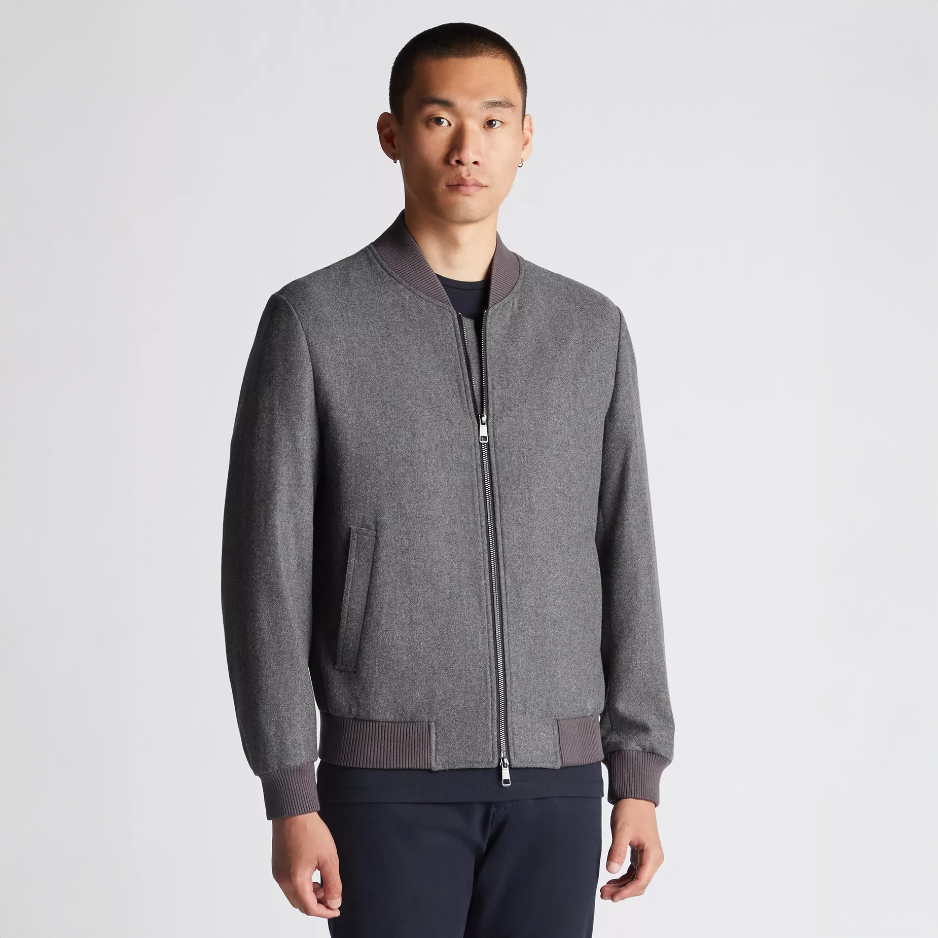 Remus Uomo Flannel Bomber Jacket Grey