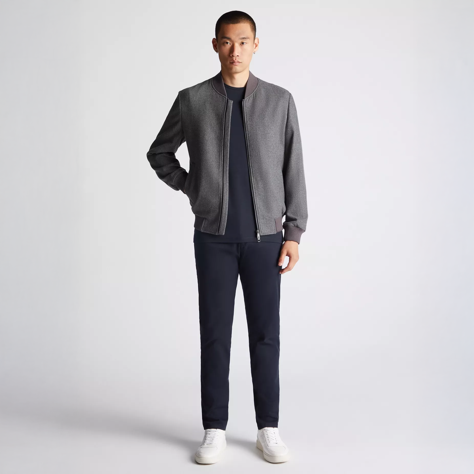 Remus Uomo Flannel Bomber Jacket Grey
