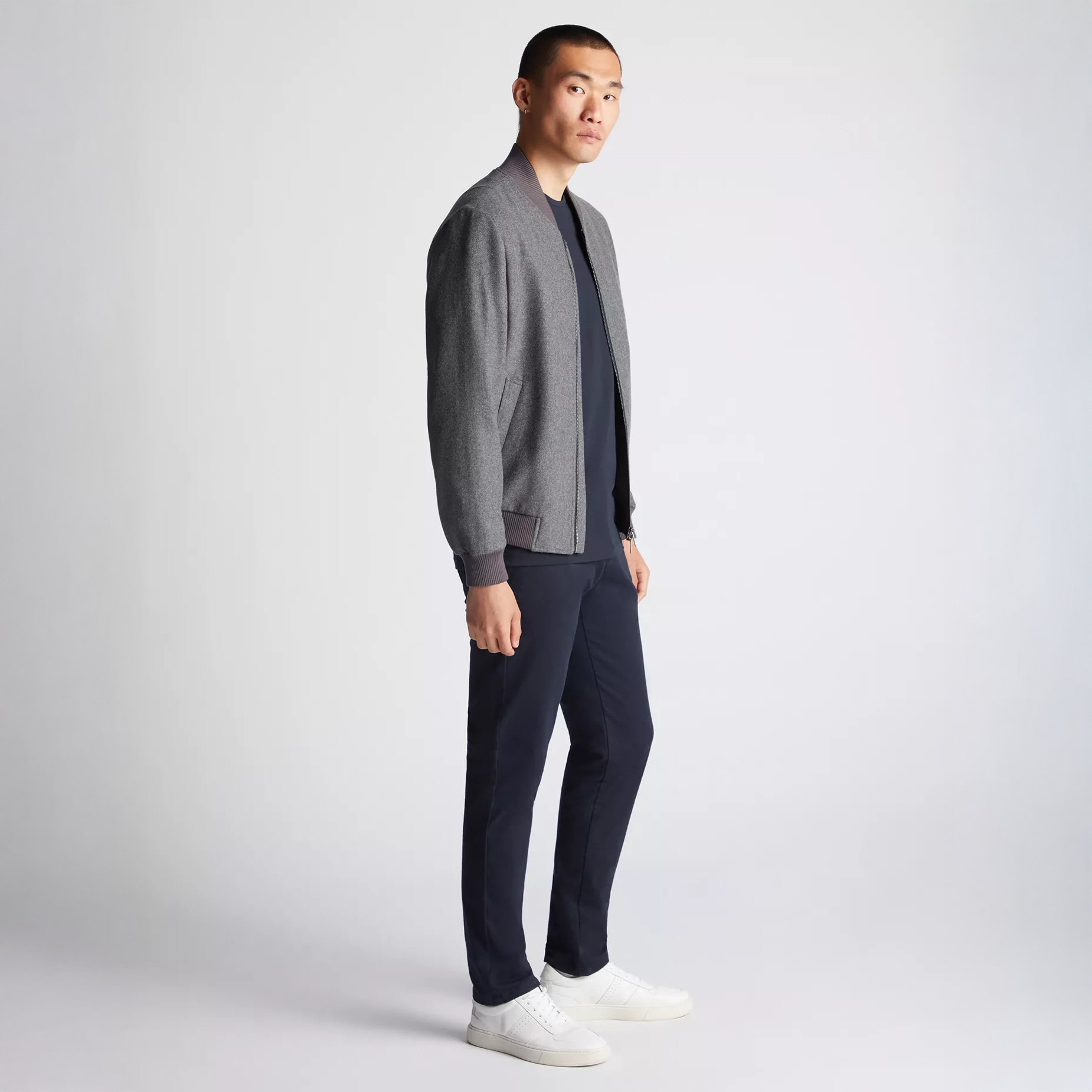 Remus Uomo Flannel Bomber Jacket Grey