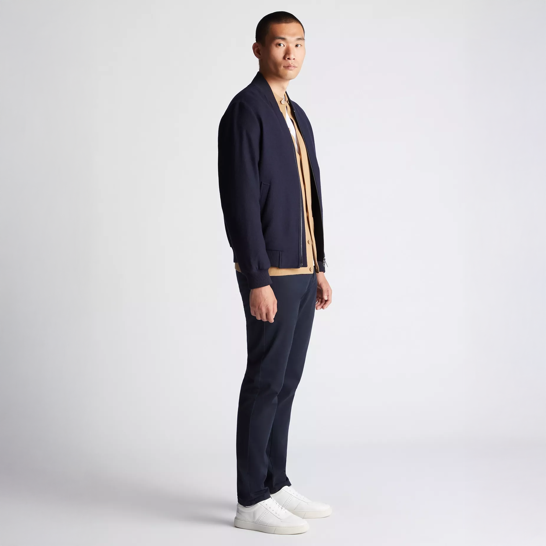 Remus Uomo Flannel Bomber Jacket Navy