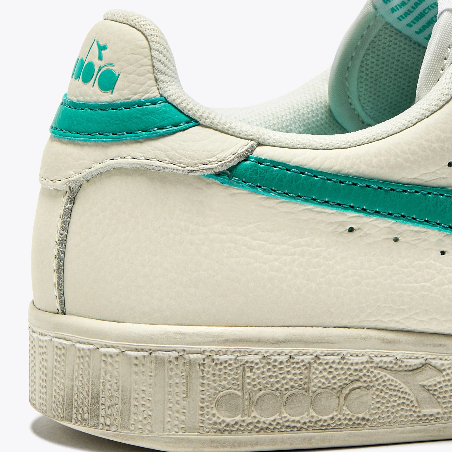 Diadora Game Low Leather Trainers White/Cyan