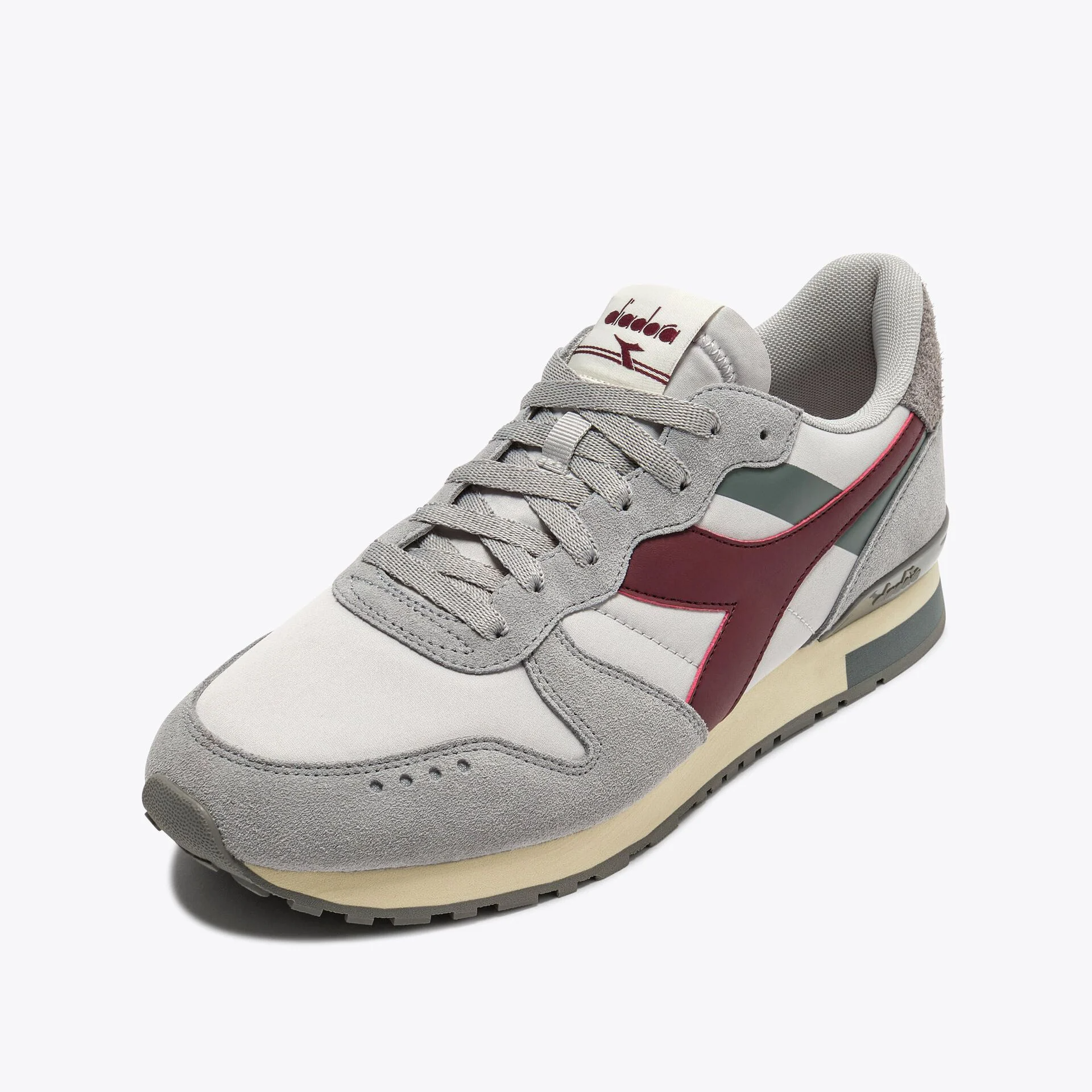 Diadora Camaro Smooth Trainers Grey/Burgundy