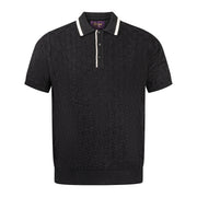 Arthur & Russell Texture Knit Polo Shirt Black