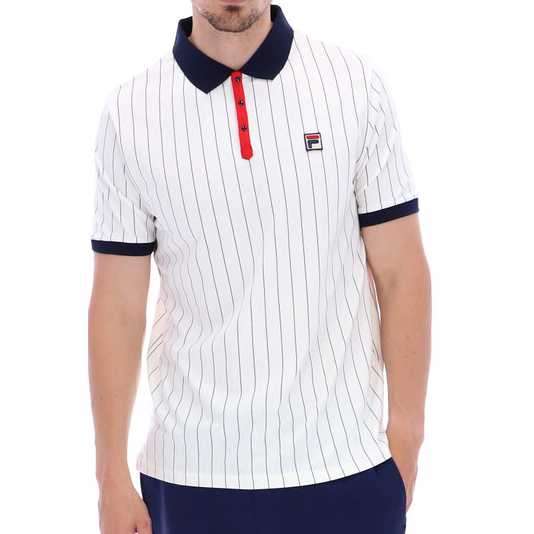 Fila Vintage BB1 Striped Polo Shirt White/Navy