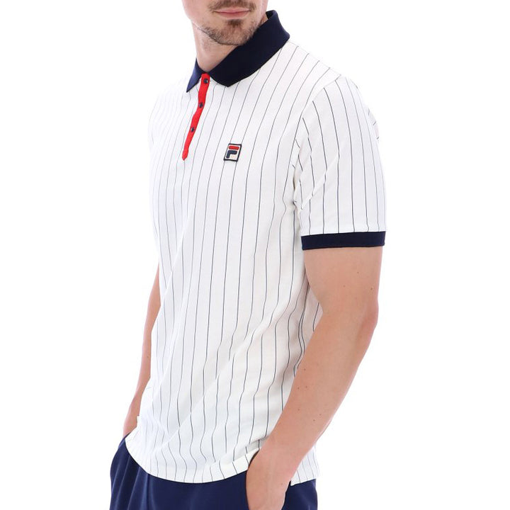 Fila Vintage BB1 Striped Polo Shirt White/Navy