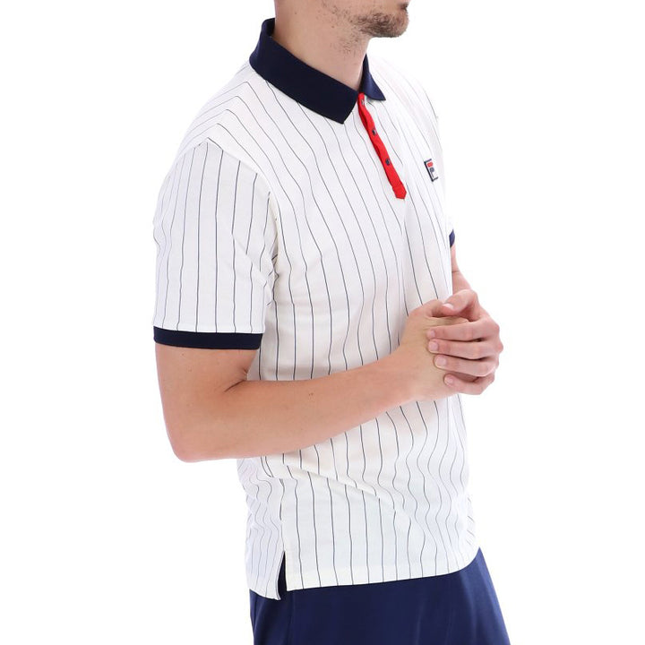 Fila Vintage BB1 Striped Polo Shirt White/Navy