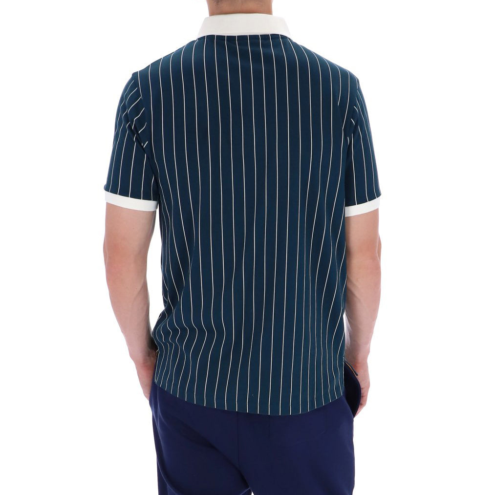 Fila Vintage BB1 Striped Polo Shirt Teal/Cream