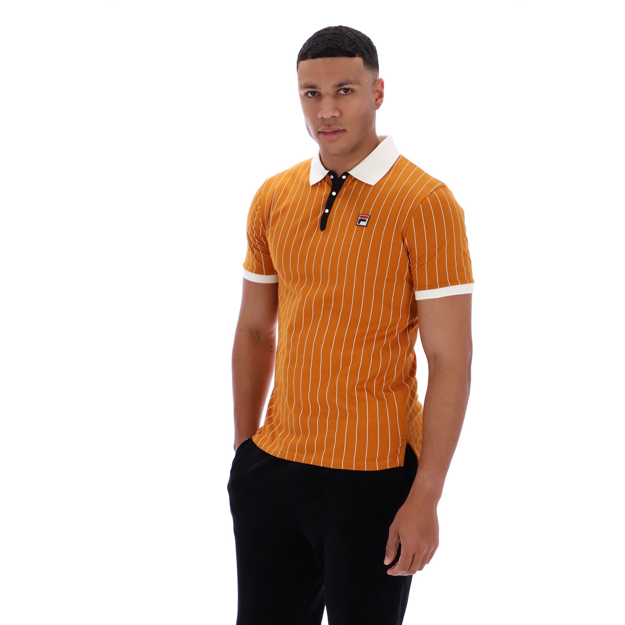 Fila Vintage BB1 Striped Polo Shirt Orange