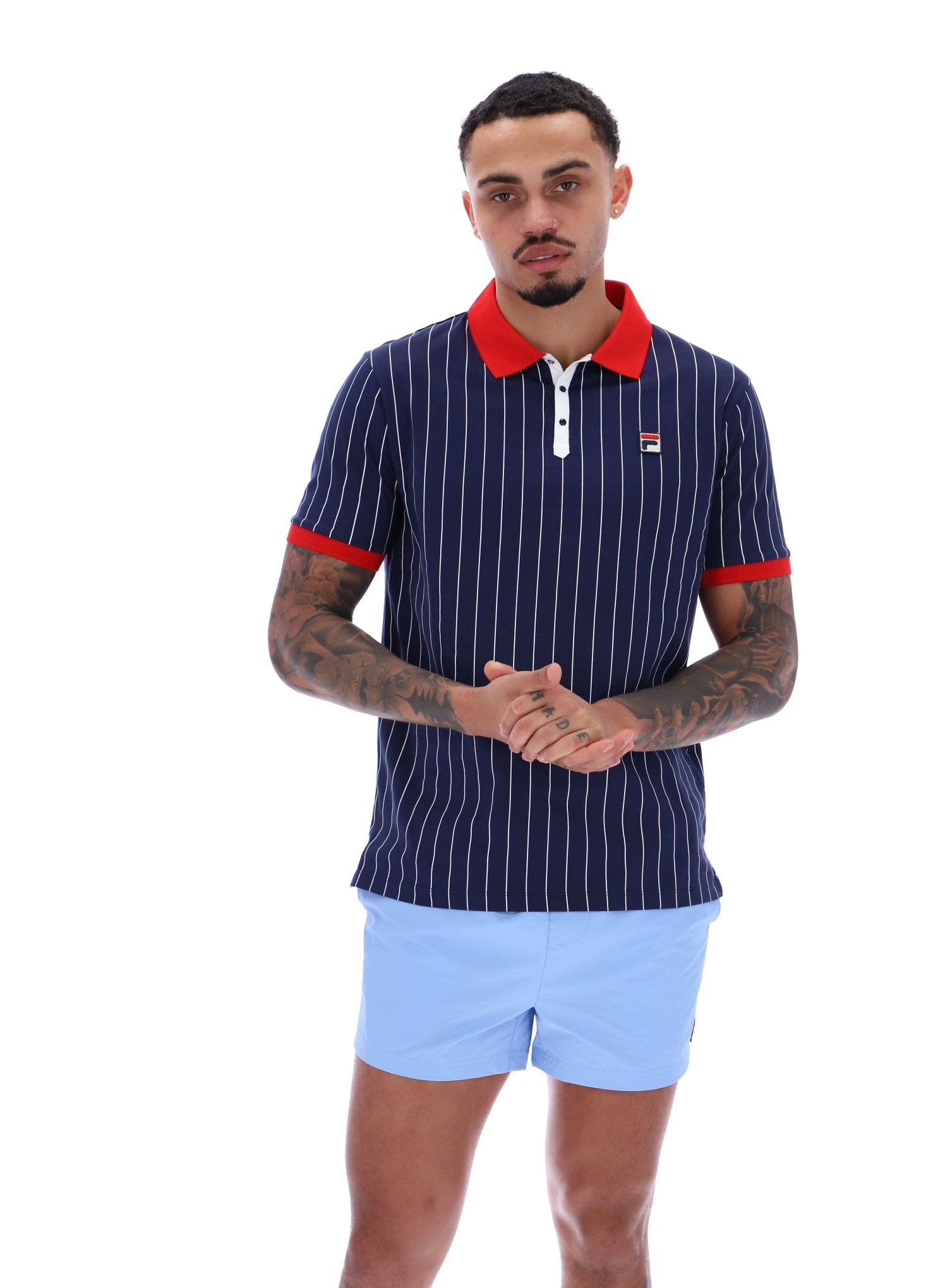 Fila Vintage BB1 Striped Polo Shirt Navy/Red