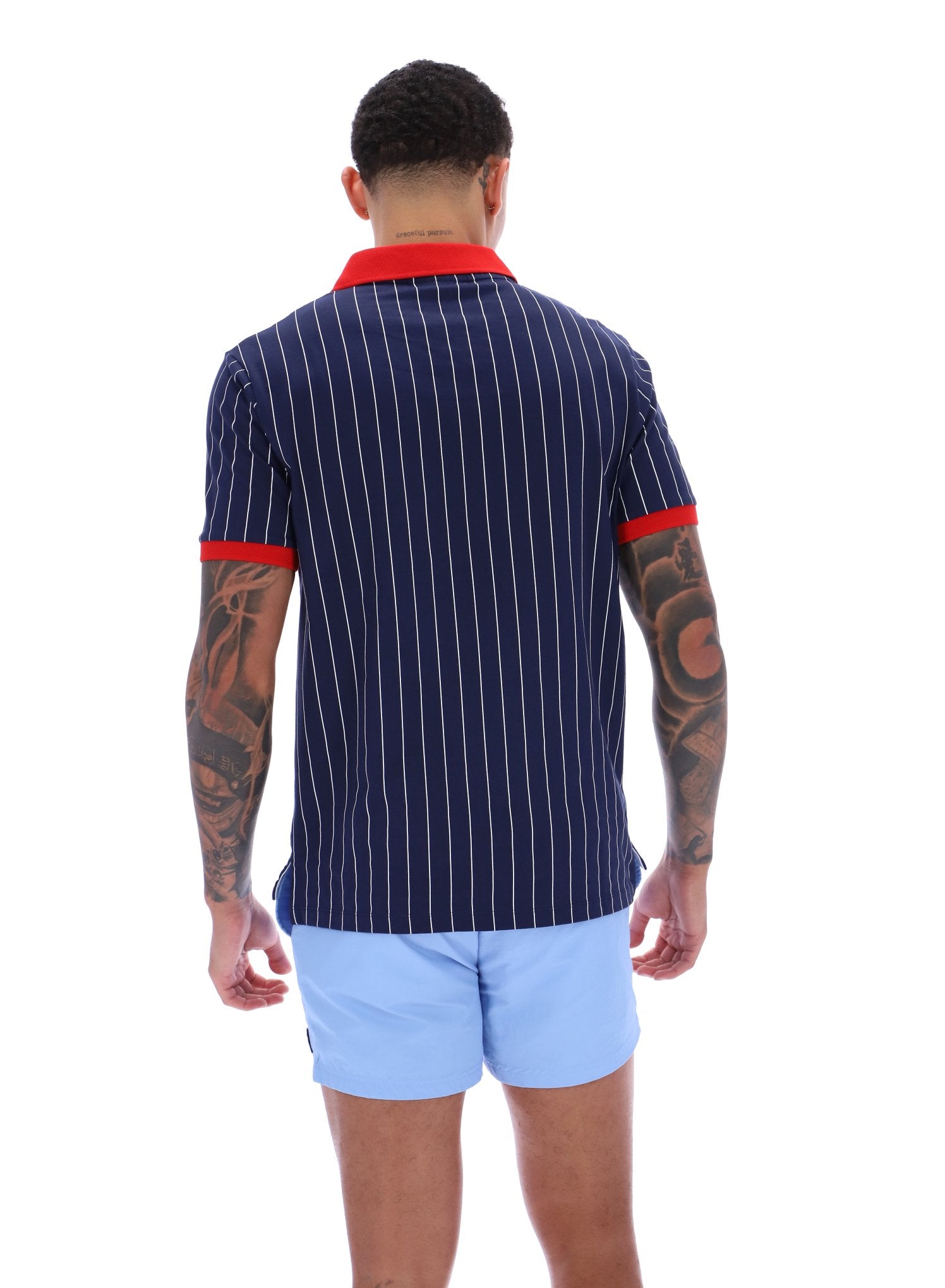 Fila Vintage BB1 Striped Polo Shirt Navy/Red