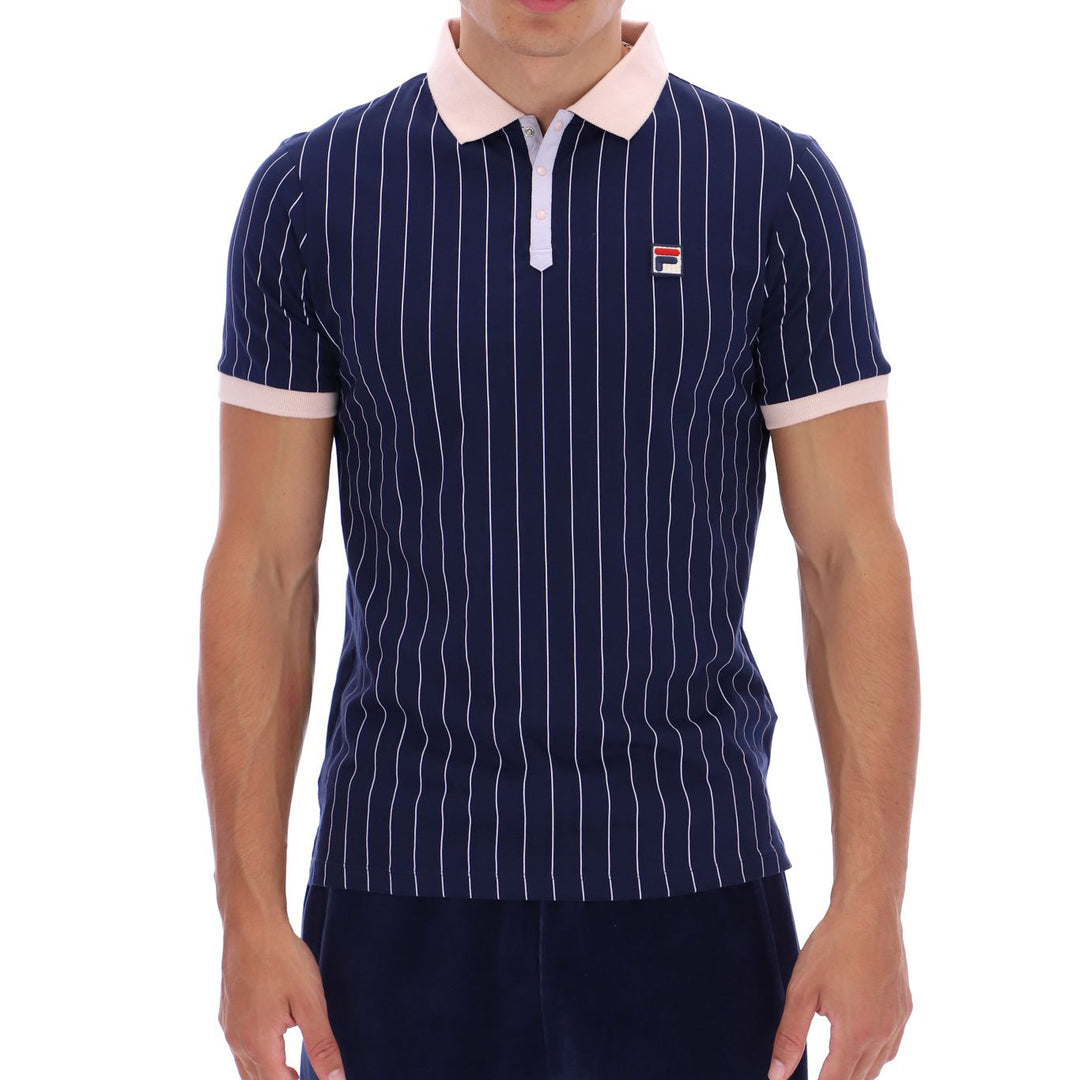 Fila Vintage BB1 Striped Polo Shirt Navy/Pink